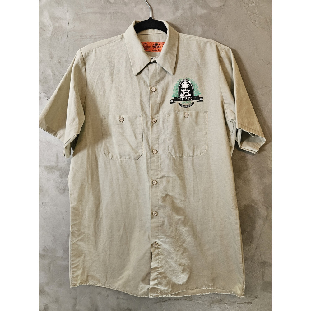 Red Kap Men's Work Shirt M Short Sleeve Tan Grunge Neptune's Brewery